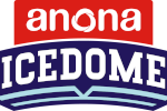 Logo der Marke anona mit Schriftzug 'anona' in weiß auf rotem Hintergrund und 'ICEDOME' in Großbuchstaben auf blauem Banner
